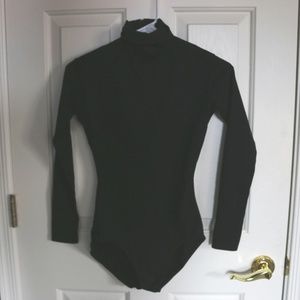 black long sleeve turtleneck leotard